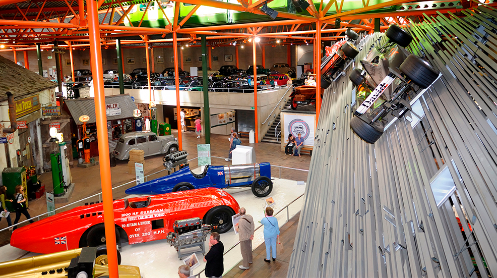 Birds eye view across the National Motor Museum